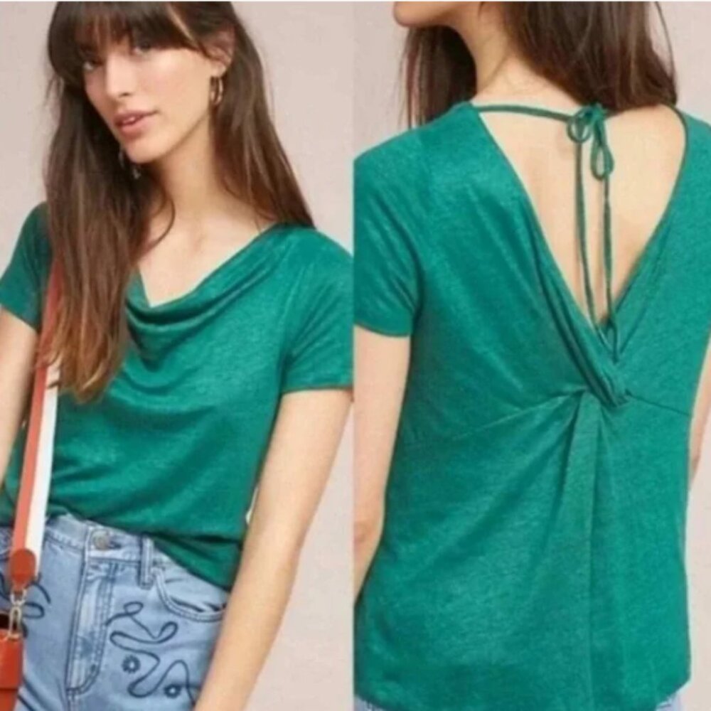 Anthropologie Maeve horizon linen cowl tie twist back